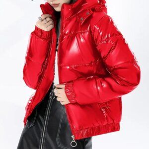 Red Hooded Puffer Jacket